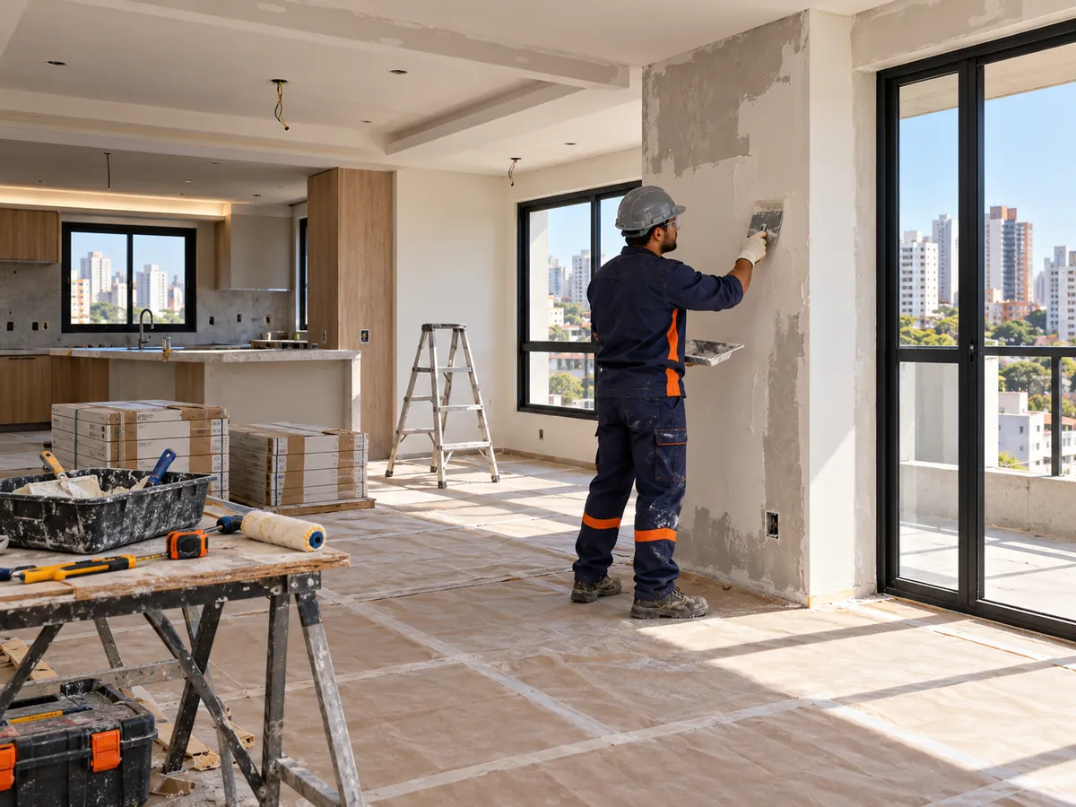 Acabamento interno em obra