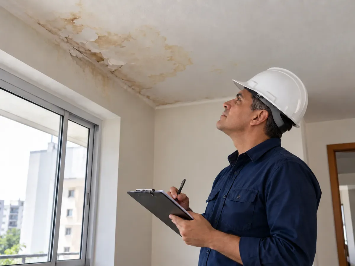 Engenheira fazendo vistoria técnica de infiltração